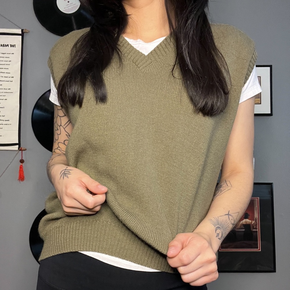Khaki sweater vest